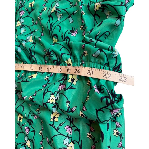 Maison Jules Floral Fit Flare Mini Dress Green Long Blouson Sleeves V-Neck XXL - Picture 9 of 16